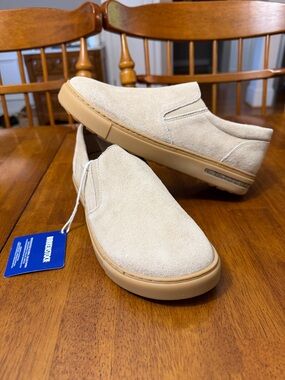 New Women's Birkenstock Oswego Taupe Suede Slip On Shoes Size 8 39 MSRP $160